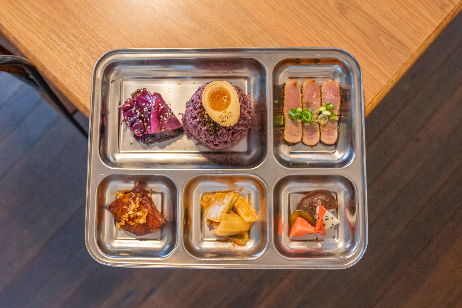 Bento tray with beautifully arranged Japanese-Australian dishes