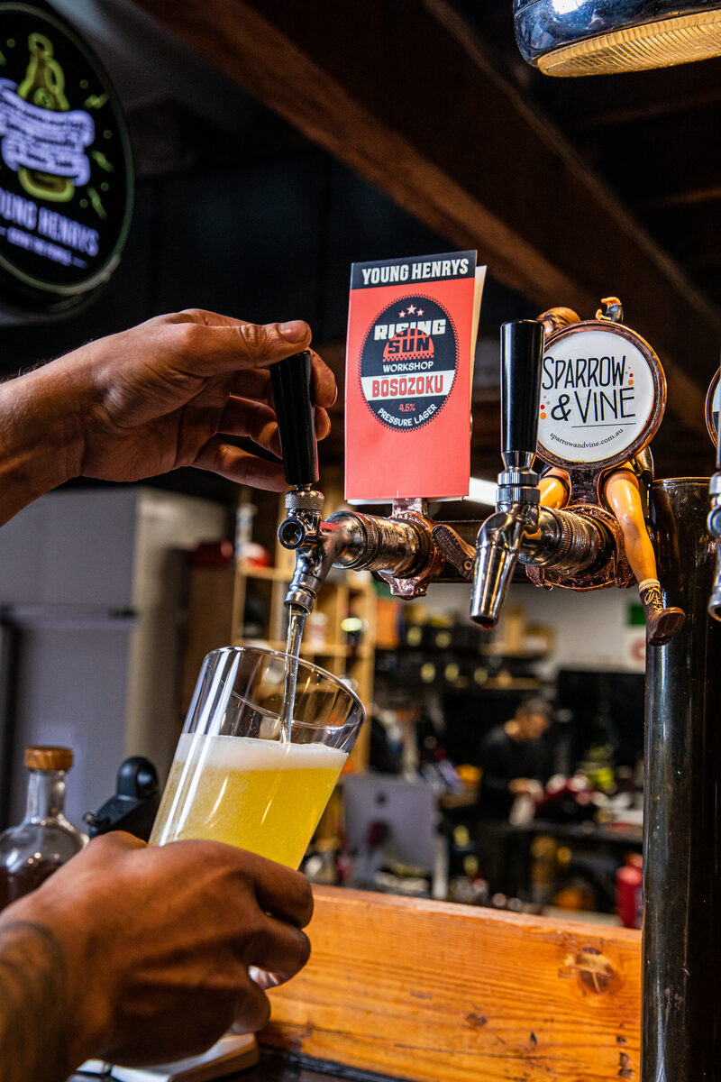 Beer on tap at Rising Sun Workshop